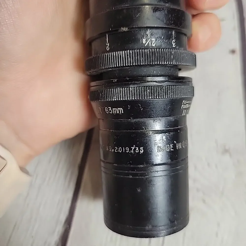 Vtg Kodak Cine Anastigmat F-2.7 63mm Movie Film Camera Lens Black Defense USA